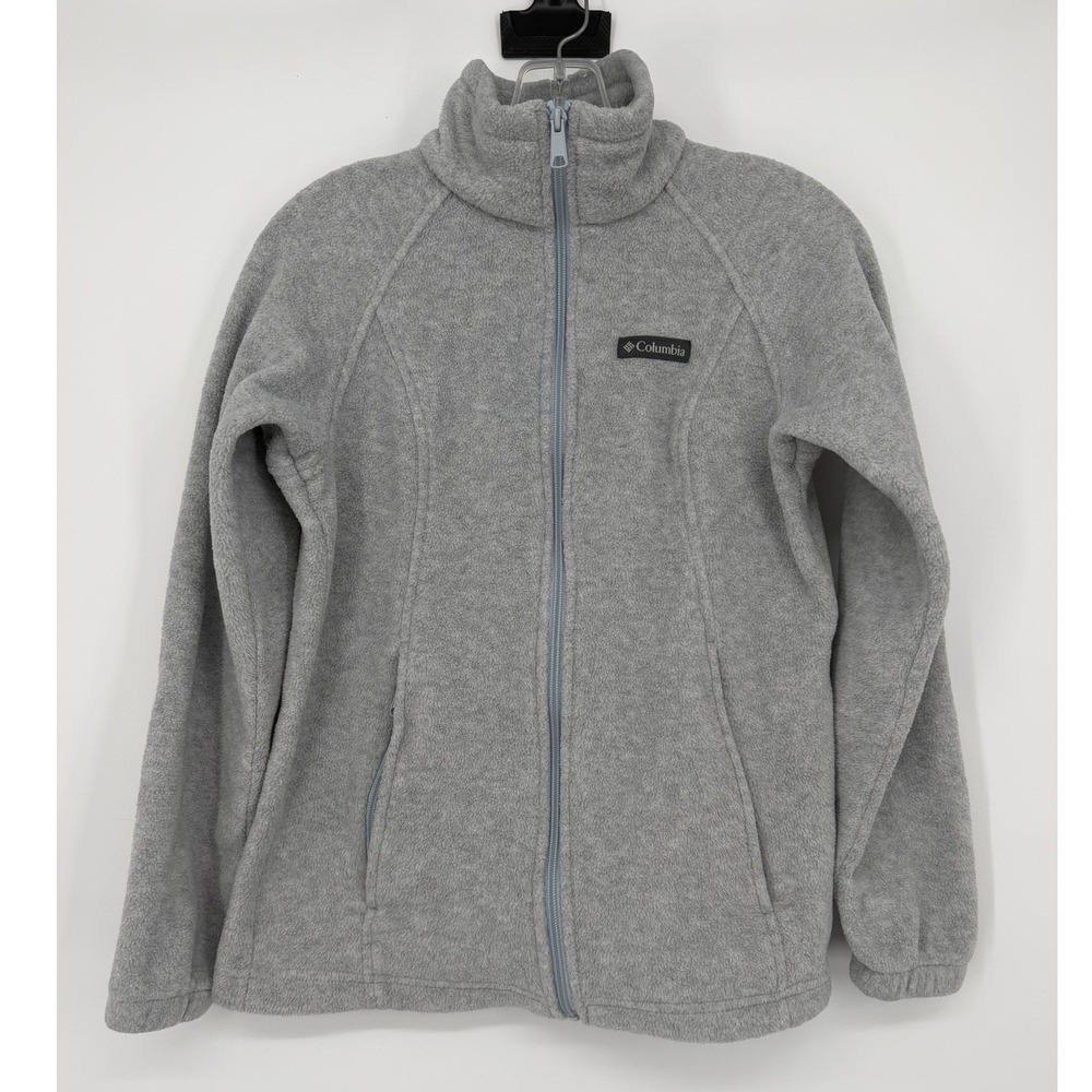 Columbia Fleece Jacket Women's Small Light Gray Excellent Full Zip Soft